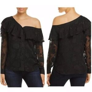 Bardot Jacquard Burnout Off-The-Shoulder Blouse